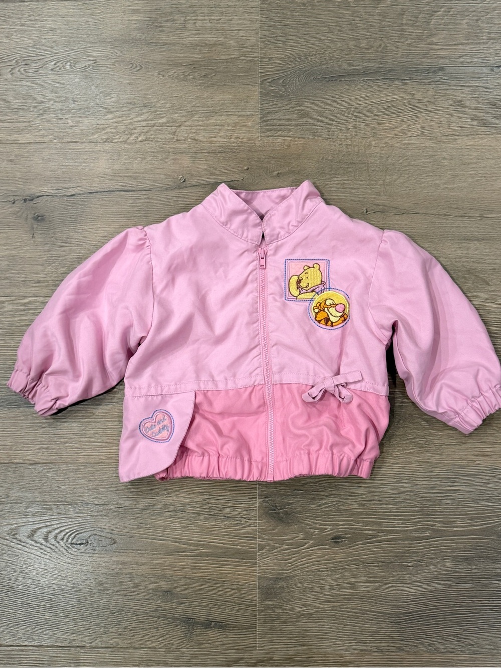Winnie The Pooh Pink Embroidered Windbreaker Jacket Vintage 90s Pink Girls 12m
